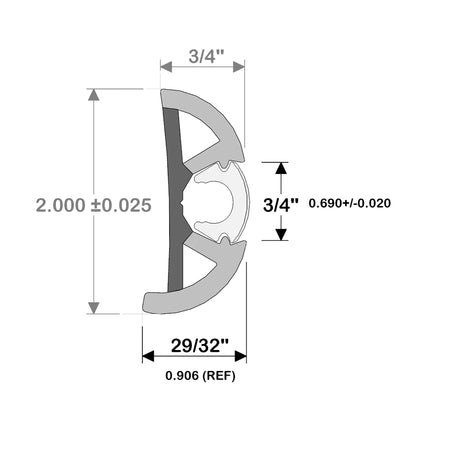 TACO Marine SuproFlex Medium Rub Rail Kit, 2 in x 29/32 in, Co-Extruded Vinyl — Quality Boat Parts