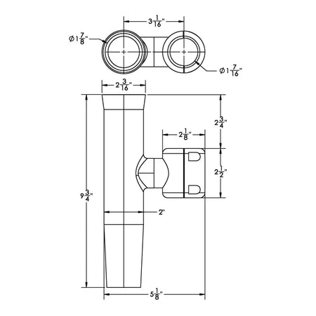 TACO Marine Clamp-On Adjustable Rod Holder, Type-316L Stainless Steel, 1-5/8 in ID — Quality Boat Parts