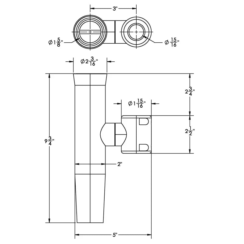 TACO Marine Clamp-On Adjustable Rod Holder, Type-316L Stainless Steel, 1-5/8 in ID — Quality Boat Parts