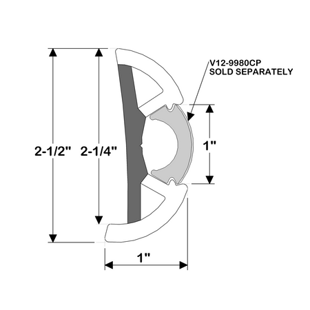 TACO Marine Large SuproFlex Rub Rail, 2.5 in x 1 in, 100 ft, Co-Extruded Vinyl — Quality Boat Parts