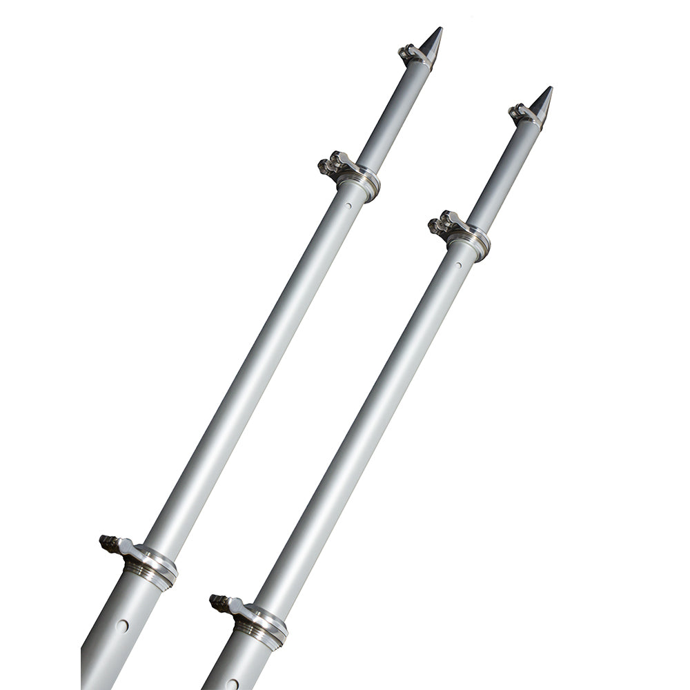 TACO Marine 18 ft Deluxe Aluminum Tele-Outrigger Poles, Pair, For GS-280/2801/380/390/400 Mounts, 1-1/2 in Butt, 360 Degree Swivel Collars — Quality Boat Parts