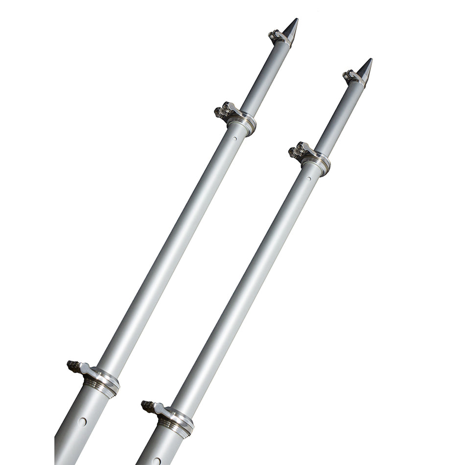 TACO Marine 18 ft Deluxe Aluminum Tele-Outrigger Poles, Pair, For GS-280/2801/380/390/400 Mounts, 1-1/2 in Butt, 360 Degree Swivel Collars — Quality Boat Parts