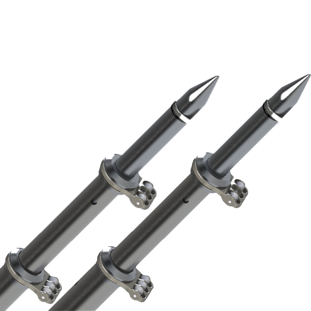 TACO Marine 18 ft Deluxe Aluminum Tele-Outrigger Poles, Pair, For GS-280/2801/380/390/400 Mounts, 1-1/2 in Butt, 360 Degree Swivel Collars — Quality Boat Parts