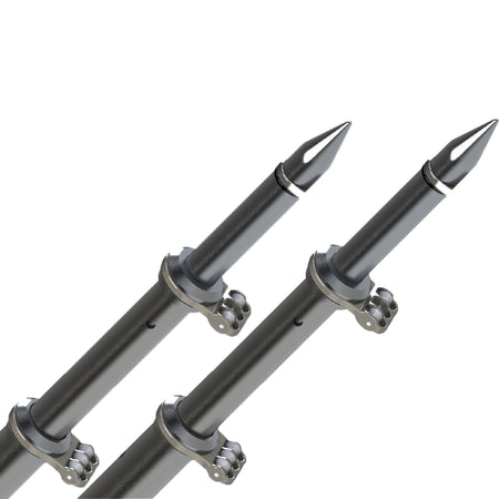 TACO Marine 18 ft Deluxe Aluminum Tele-Outrigger Poles, Pair, For GS-280/2801/380/390/400 Mounts, 1-1/2 in Butt, 360 Degree Swivel Collars — Quality Boat Parts