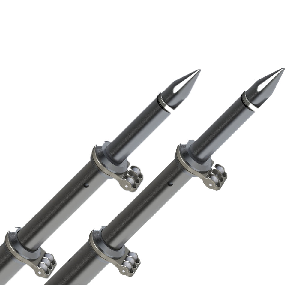 TACO Marine 18 ft Deluxe Aluminum Tele-Outrigger Poles, Pair, For GS-280/2801/380/390/400 Mounts, 1-1/2 in Butt, 360 Degree Swivel Collars — Quality Boat Parts