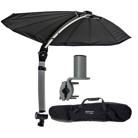 TACO Marine ShadeFin Mini Boat Shade Kit, Round Rail Mount, 60 in x 38 in Coverage, 36-52 in Height, UPF 50+ — Quality Boat Parts
