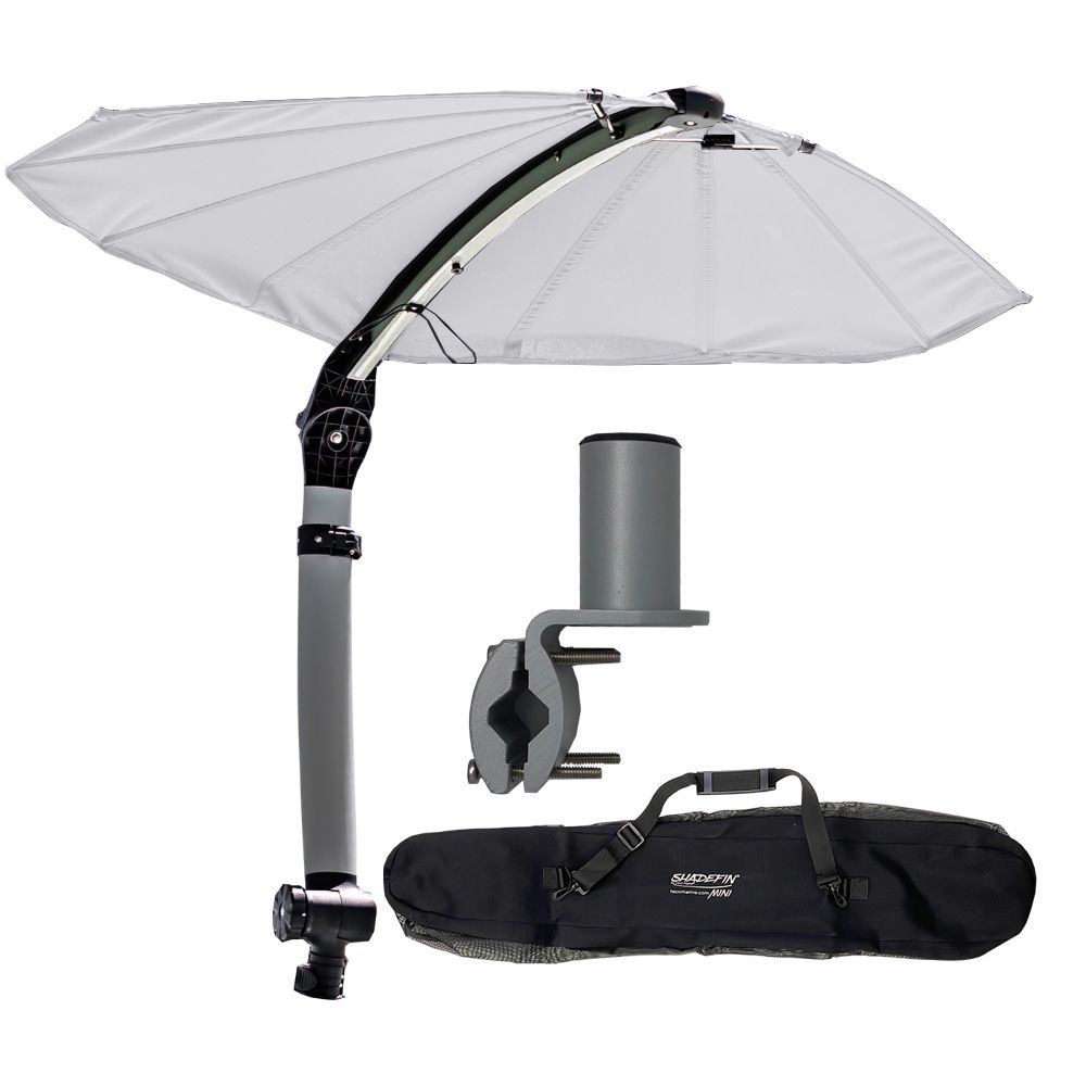 TACO Marine ShadeFin Mini Boat Shade Kit, Round Rail Mount, 60 in x 38 in Coverage, 36-52 in Height, UPF 50+ — Quality Boat Parts