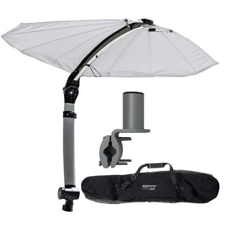 TACO Marine ShadeFin Mini Boat Shade Kit, Round Rail Mount, 60 in x 38 in Coverage, 36-52 in Height, UPF 50+ — Quality Boat Parts