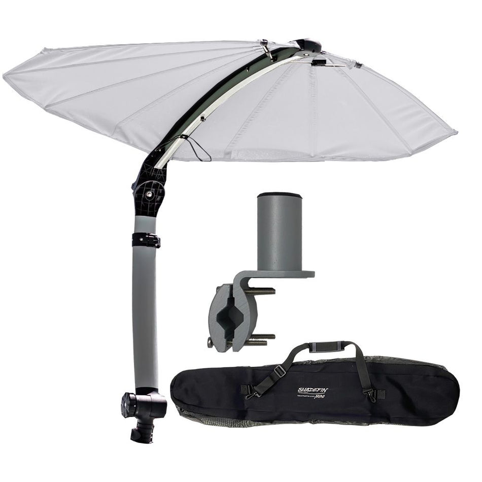 TACO Marine ShadeFin Mini Boat Shade Kit, Round Rail Mount, 60 in x 38 in Coverage, 36-52 in Height, UPF 50+ — Quality Boat Parts