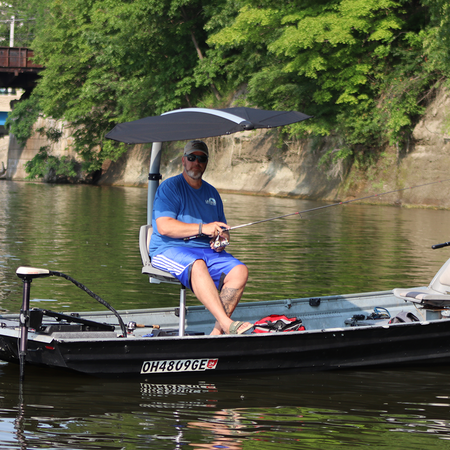 TACO Marine ShadeFin Mini Boat Shade Kit, Round Rail Mount, 60 in x 38 in Coverage, 36-52 in Height, UPF 50+ — Quality Boat Parts
