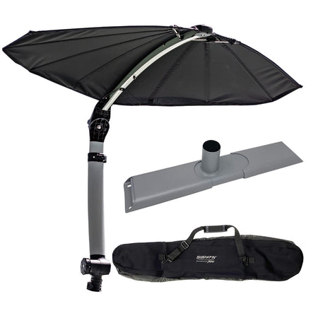 TACO Marine ShadeFin Mini Boat Sun Shade Kit, Kayak Mount, Carry Bag, 60 x 38 in Coverage, 36-52 in Height, WeatherMAX 3D, UPF 50+ — Quality Boat Parts