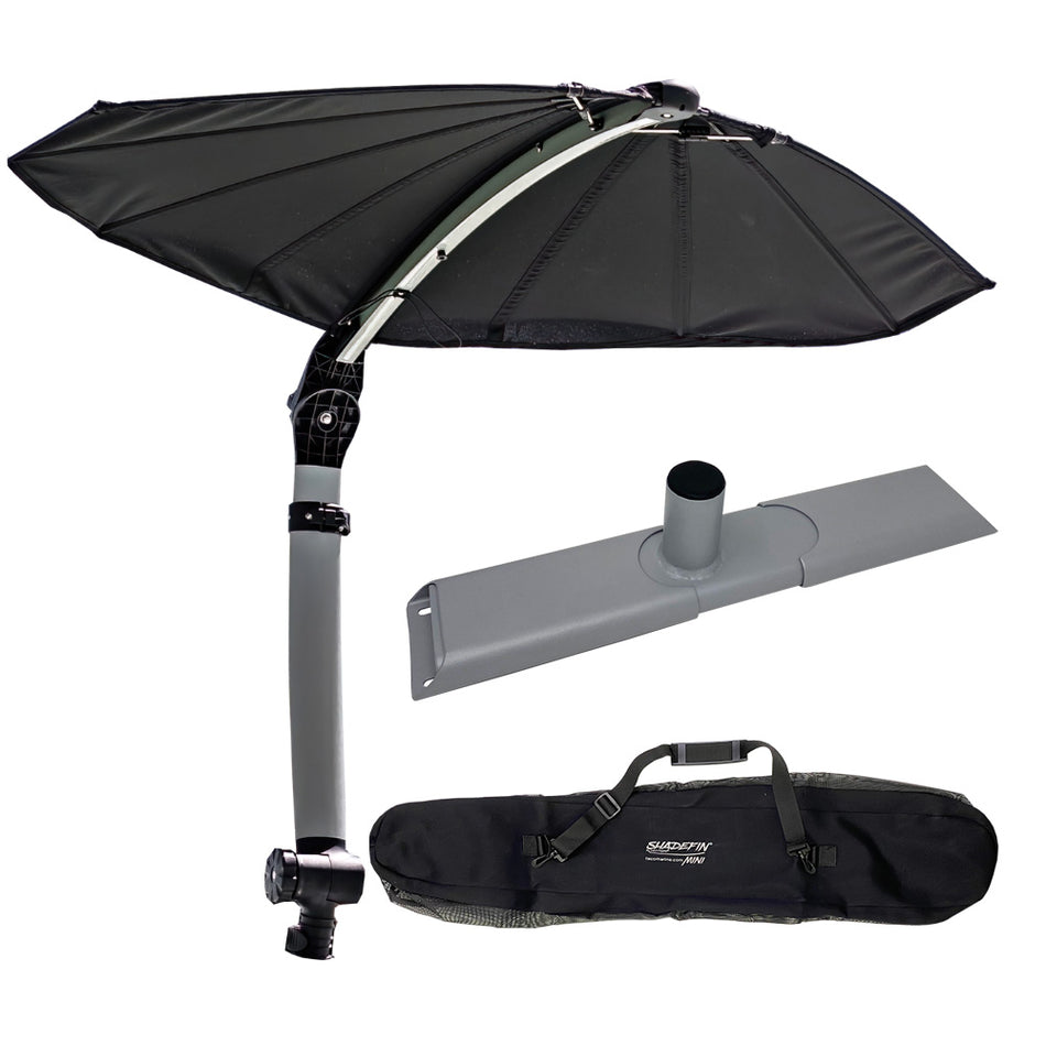 TACO Marine ShadeFin Mini Boat Sun Shade Kit, Kayak Mount, Carry Bag, 60 x 38 in Coverage, 36-52 in Height, WeatherMAX 3D, UPF 50+ — Quality Boat Parts