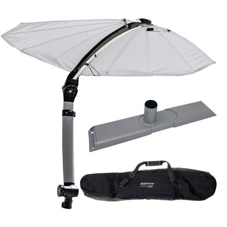TACO Marine ShadeFin Mini Boat Sun Shade Kit, Kayak Mount, Carry Bag, 60 x 38 in Coverage, 36-52 in Height, WeatherMAX 3D, UPF 50+ — Quality Boat Parts