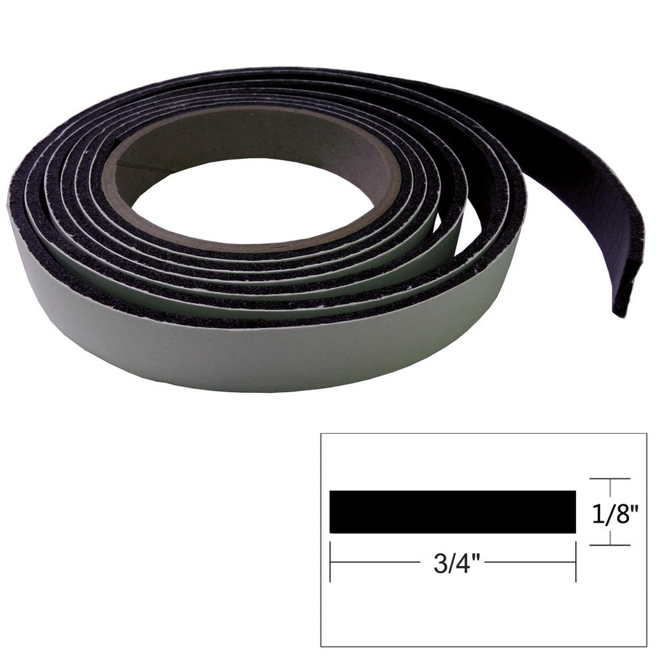 TACO Marine Hatch Tape, 8 ft, 3/4 in Width, Black, Self-Adhesive Rubber — Quality Boat Parts