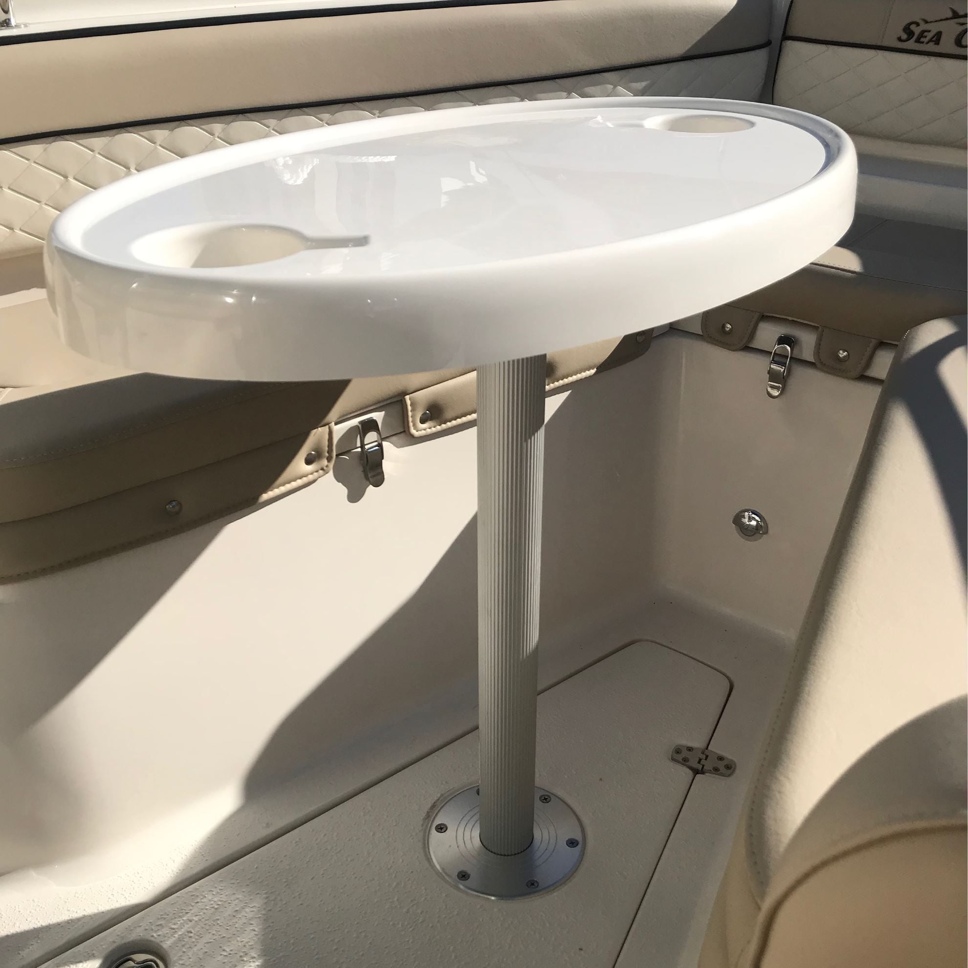 TACO Marine Ribbed Table Pedestal, 2-3/8 in O.D., Aluminum, Dual Taper, Satin Anodized — Quality Boat Parts