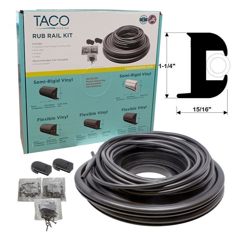 TACO Marine Flexible Vinyl Rub Rail Kit, 1-1/4 in x 15/16 in — Quality Boat Parts