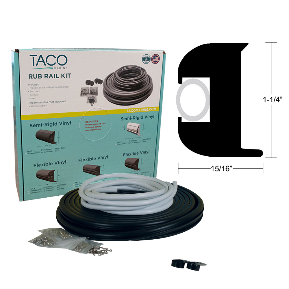 TACO Marine Flexible Vinyl Rub Rail Kit, 1-1/4 in x 15/16 in — Quality Boat Parts