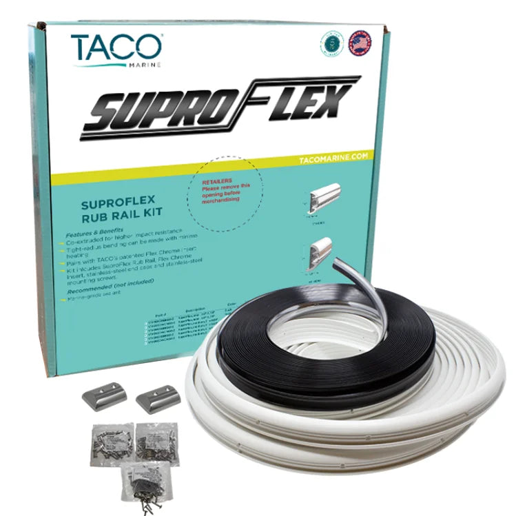 TACO Marine SuproFlex Semi-Rigid Vinyl Rub Rail Kit, 1-5/8 in x 7/8 in x 60 ft, Vinyl Overlay Insert — Quality Boat Parts