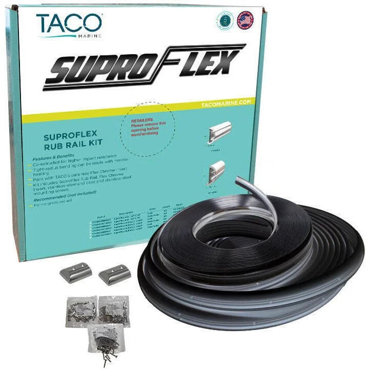 TACO Marine SuproFlex Semi-Rigid Vinyl Rub Rail Kit, 1-5/8 in x 7/8 in x 60 ft, Vinyl Overlay Insert — Quality Boat Parts