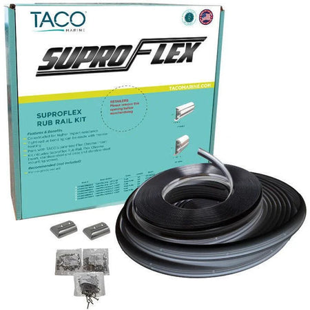 TACO Marine SuproFlex Semi-Rigid Vinyl Rub Rail Kit, 1-5/8 in x 7/8 in x 60 ft, Vinyl Overlay Insert — Quality Boat Parts
