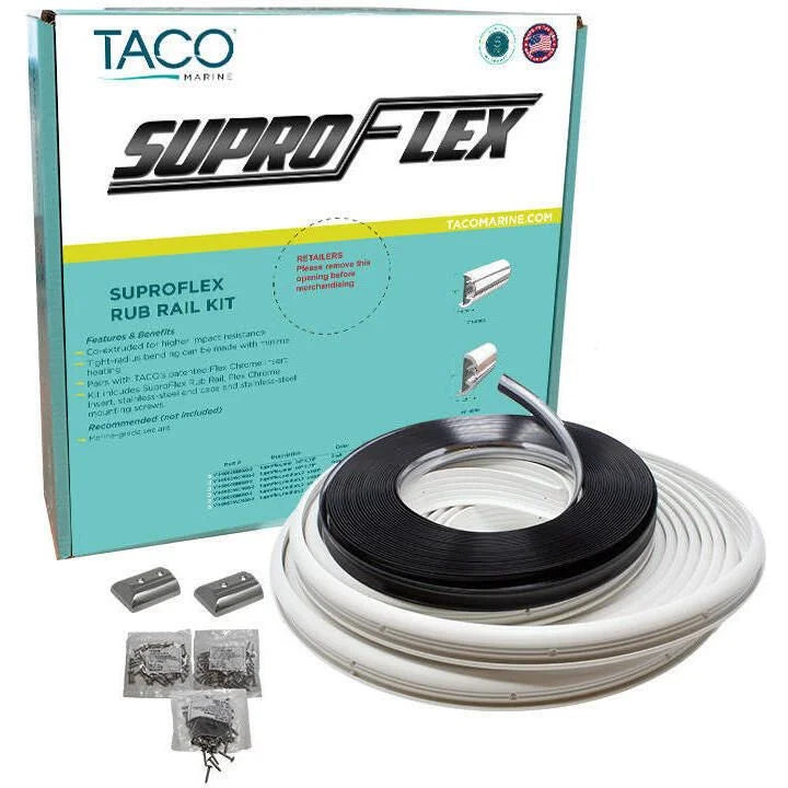 TACO Marine SuproFlex Semi-Rigid Rub Rail Kit, 2 in x 1-1/4 in, Flexible Vinyl Overlay Insert — Quality Boat Parts