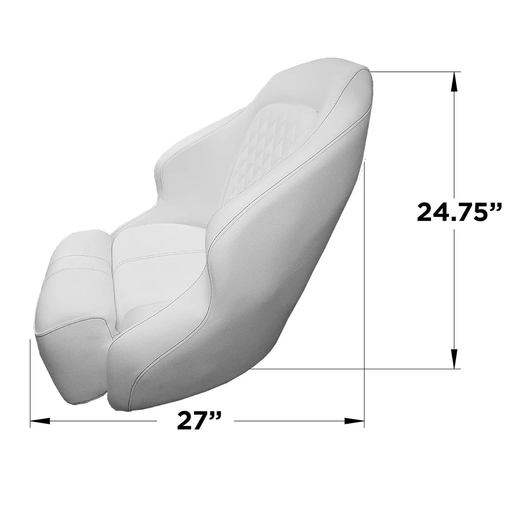 TACO Marine Anclote Bucket Seat, Integrated Seat Suspension, Adjustable Bolster, 5.25 in 4-Hole Pedestal Mount — Quality Boat Parts