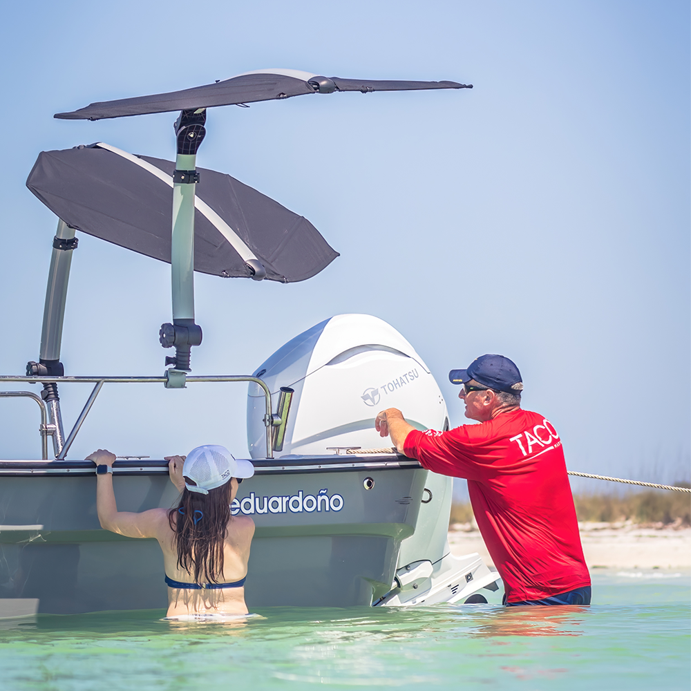 TACO Marine ShadeFin Mini Boat Shade, 60 x 38 in Coverage, UPF 50+, 36-52 in Adjustable Height — Quality Boat Parts