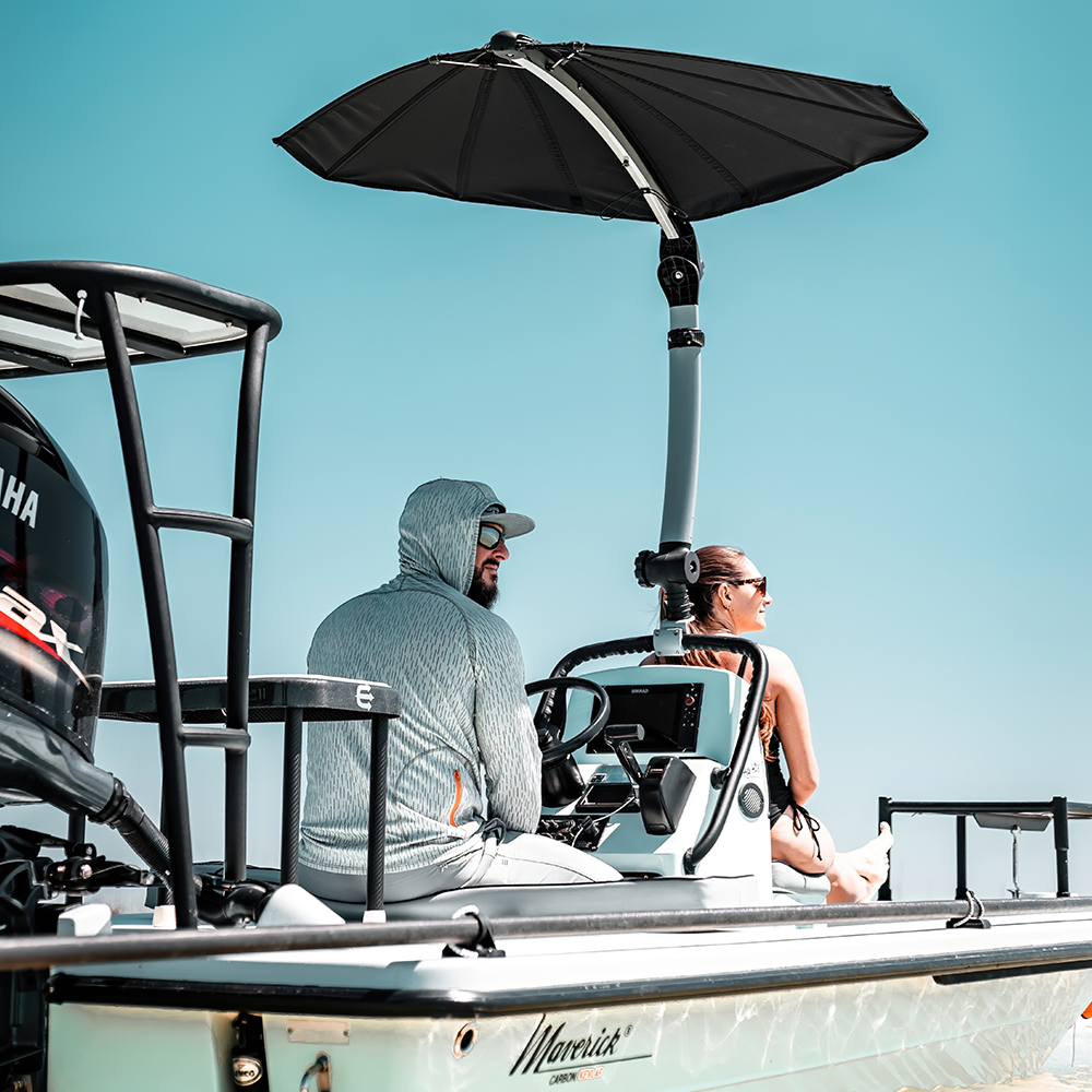 TACO Marine ShadeFin Mini Boat Shade, 60 x 38 in Coverage, UPF 50+, 36-52 in Adjustable Height — Quality Boat Parts