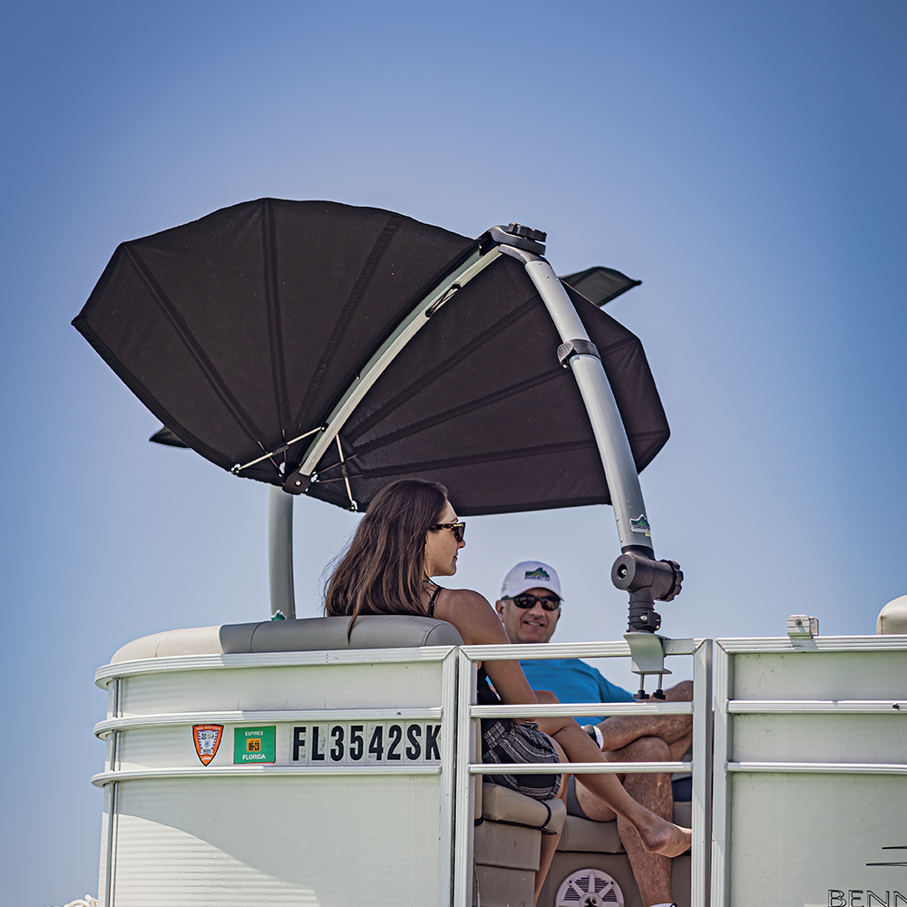 TACO Marine ShadeFin Mini Boat Shade, 60 x 38 in Coverage, UPF 50+, 36-52 in Adjustable Height — Quality Boat Parts