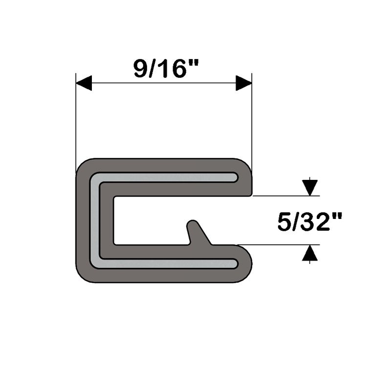 TACO Marine Flex Trim, 5/32 in Opening, 9/16 in Depth, Flexible PVC, Aluminum Clips — Quality Boat Parts