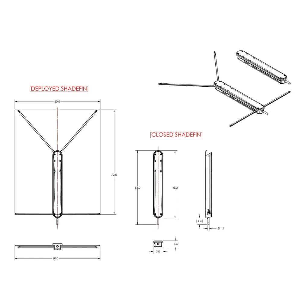 TACO Marine ShadeFin Boat Shade, For Standard Rod Holders, 5 x 6 ft, UPF 50+ — Quality Boat Parts