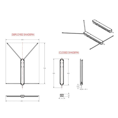 TACO Marine ShadeFin Boat Shade, For Standard Rod Holders, 5 x 6 ft, UPF 50+ — Quality Boat Parts