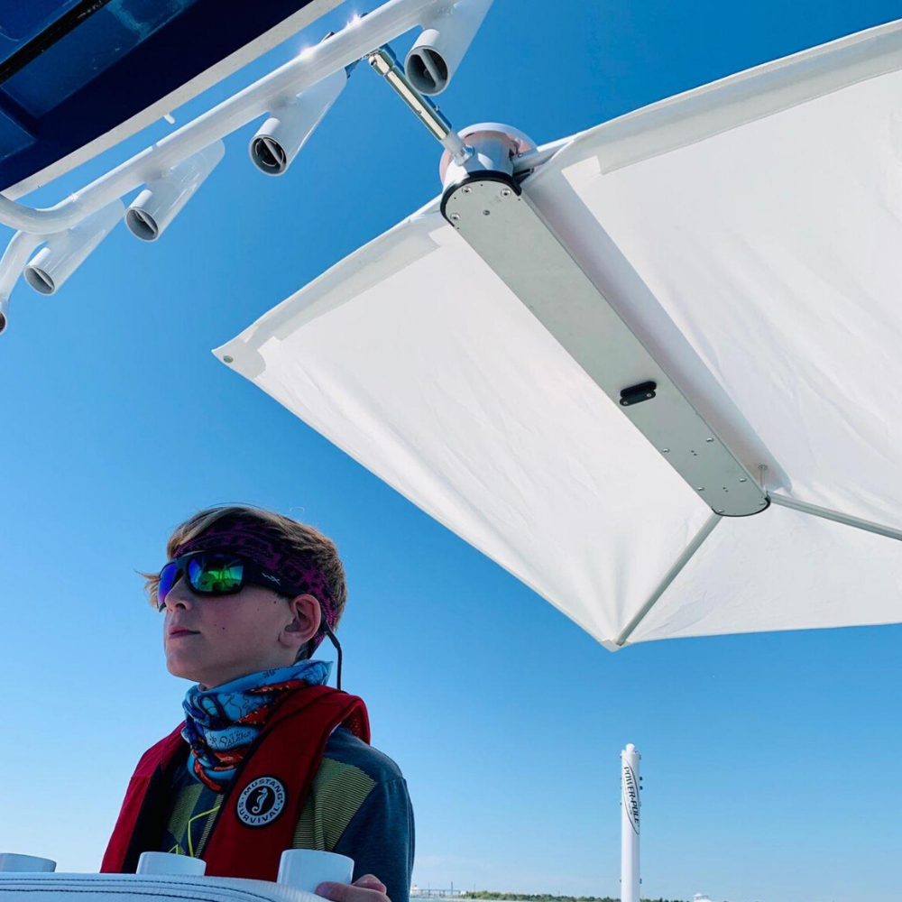 TACO Marine ShadeFin Boat Shade, For Standard Rod Holders, 5 x 6 ft, UPF 50+ — Quality Boat Parts