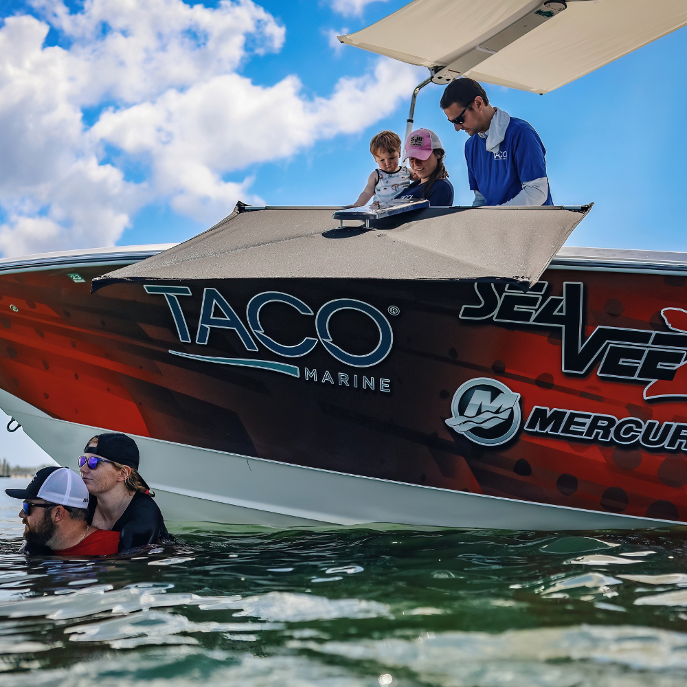 TACO Marine ShadeFin Boat Shade, For Standard Rod Holders, 5 x 6 ft, UPF 50+ — Quality Boat Parts