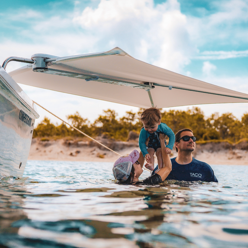 TACO Marine ShadeFin Boat Shade, For Standard Rod Holders, 5 x 6 ft, UPF 50+ — Quality Boat Parts