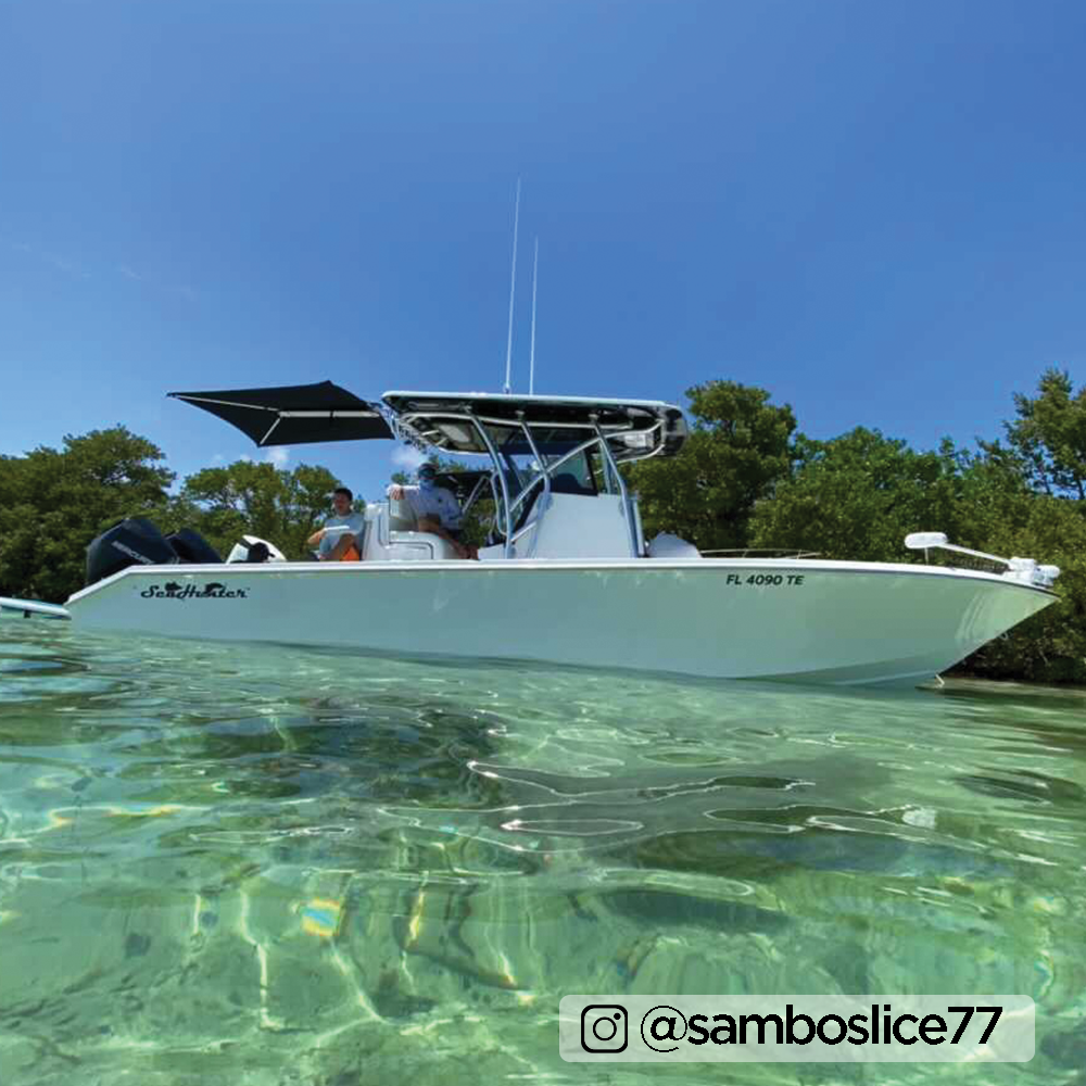 TACO Marine ShadeFin Boat Shade, For Standard Rod Holders, 5 x 6 ft, UPF 50+ — Quality Boat Parts