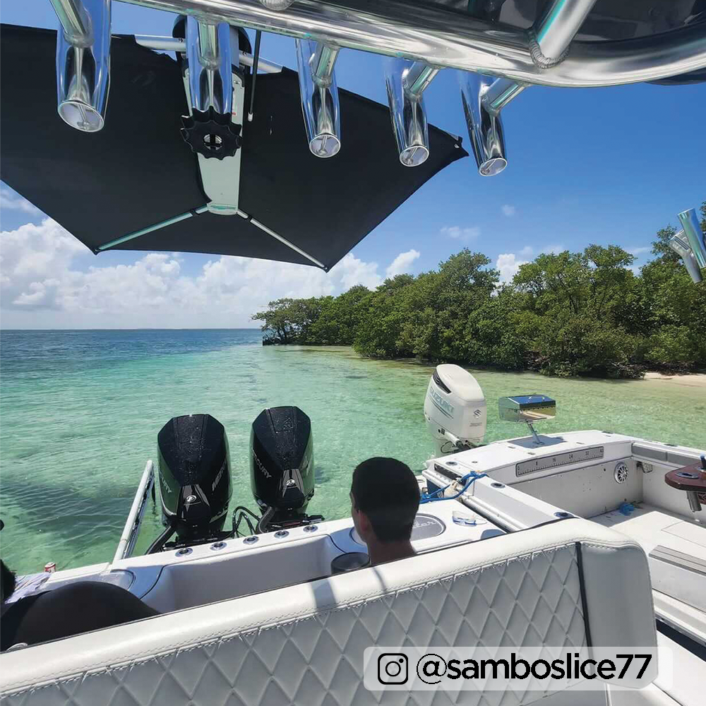 TACO Marine ShadeFin Boat Shade, For Standard Rod Holders, 5 x 6 ft, UPF 50+ — Quality Boat Parts