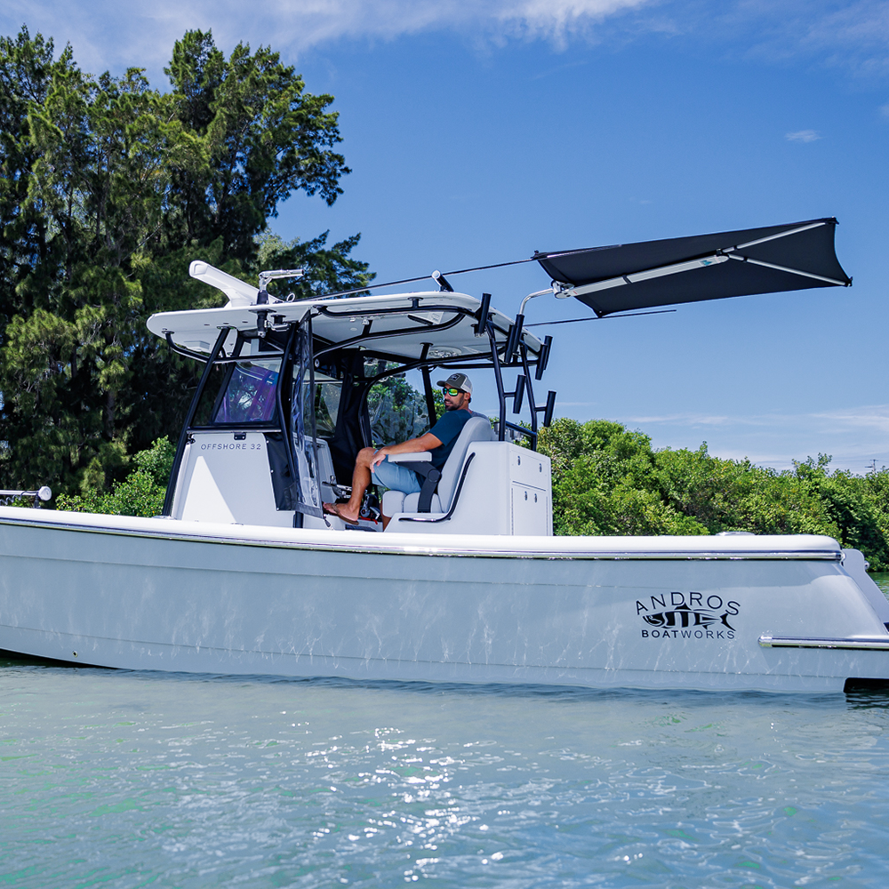 TACO Marine ShadeFin Boat Shade, For Standard Rod Holders, 5 x 6 ft, UPF 50+ — Quality Boat Parts