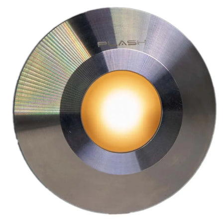 Plash Gravity Surface Mounted LED Deck Light, Stainless Steel Faceplate, Warm White Light, 3000K, 105 Lumens, IP67, 120 Degree Beam — Quality Boat Parts