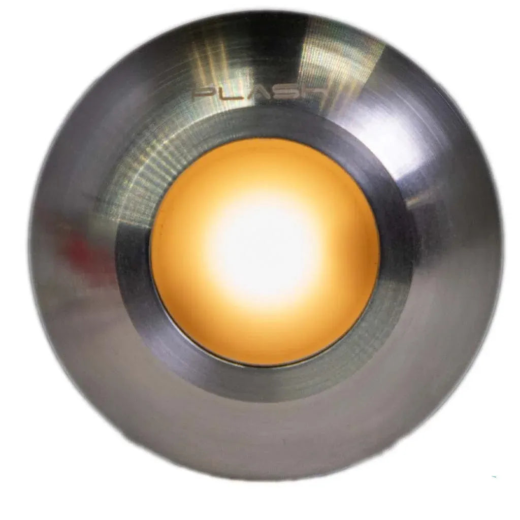 Plash Gravity Surface Mounted LED Deck Light, Stainless Steel Faceplate, Warm White Light, 3000K, 105 Lumens, IP67, 120 Degree Beam — Quality Boat Parts