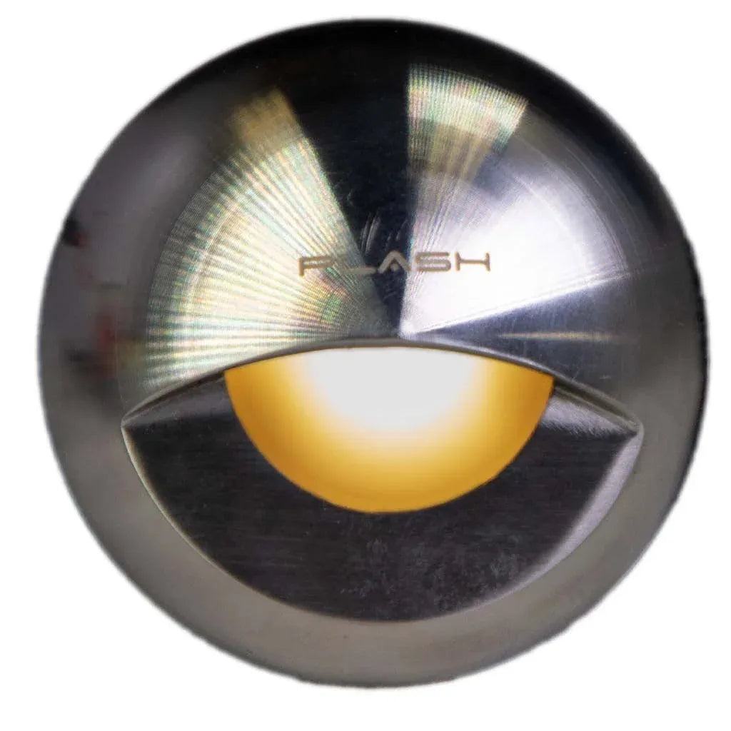 Plash Gravity Surface Mounted LED Deck Light, Stainless Steel Faceplate, Warm White Light, 3000K, 105 Lumens, IP67, 120 Degree Beam — Quality Boat Parts