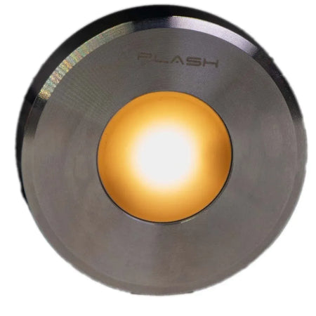 Plash Gravity Surface Mounted LED Deck Light, Stainless Steel Faceplate, Warm White Light, 3000K, 105 Lumens, IP67, 120 Degree Beam — Quality Boat Parts