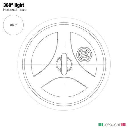 Lopolight Anchor Light, 2nm, 360° White Light, Hoistable, Horizontal Mount — Quality Boat Parts