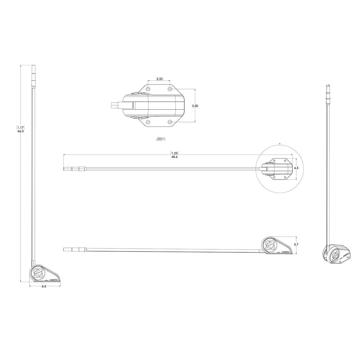 Lumitec Contour Masthead/Anchor Combo Light, 39 in, 10-30V, IP67, 3NM — Quality Boat Parts