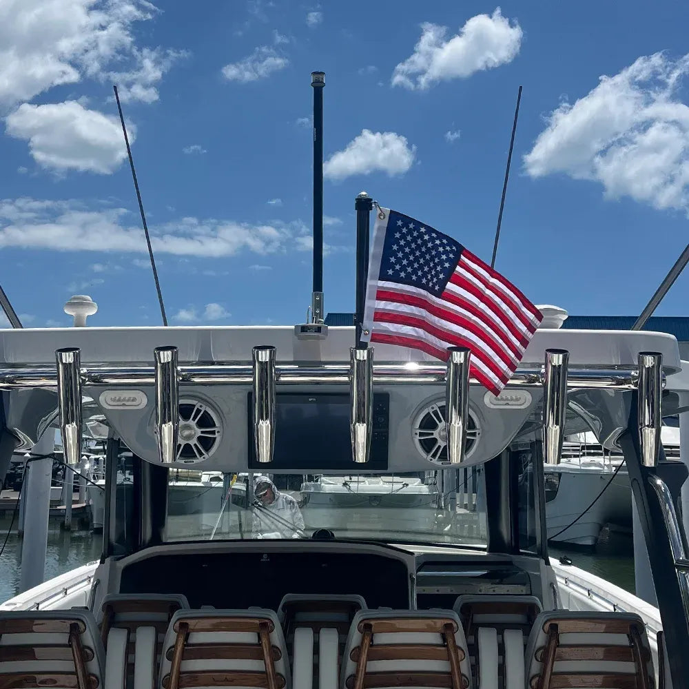 TACO Marine Carbon Fiber Flag Pole, For 1-5/8 in Rod Holders and Gunwale Mounts, J-Lock System, Awl Grip Clear Coat, 360° Swivel — Quality Boat Parts