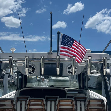 TACO Marine Carbon Fiber Flag Pole, For 1-5/8 in Rod Holders and Gunwale Mounts, J-Lock System, Awl Grip Clear Coat, 360° Swivel — Quality Boat Parts