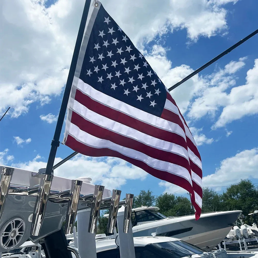 TACO Marine Carbon Fiber Flag Pole, For 1-5/8 in Rod Holders and Gunwale Mounts, J-Lock System, Awl Grip Clear Coat, 360° Swivel — Quality Boat Parts