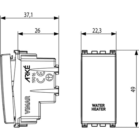 Vimar ARKÉ Series 2P 20AX 1-Way Switch, 250V, Lightable — Quality Boat Parts